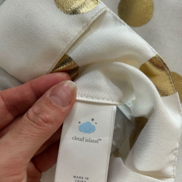 84” white with gold polka dot black-out curtains - Picture 4 of 5